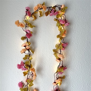 LED kobber lyskæde med blomster og blade